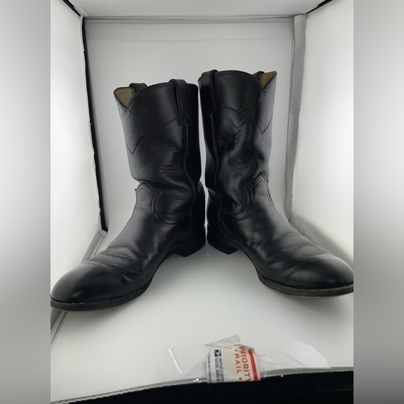 Justin Men's 10" Temple Roper Black Casual Boots 3133 Size 8.5 - Picture 2 of 10